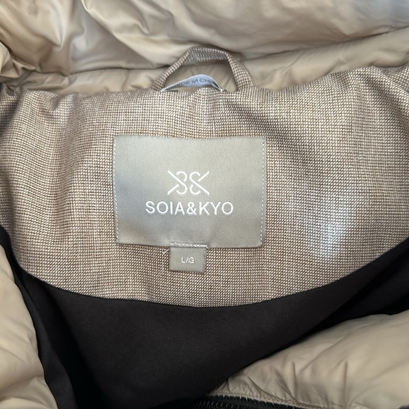 Soia & Kyo Sporty Down Jacket Coat Parka Size Large Brushed Fawn - Picture 16 of 16